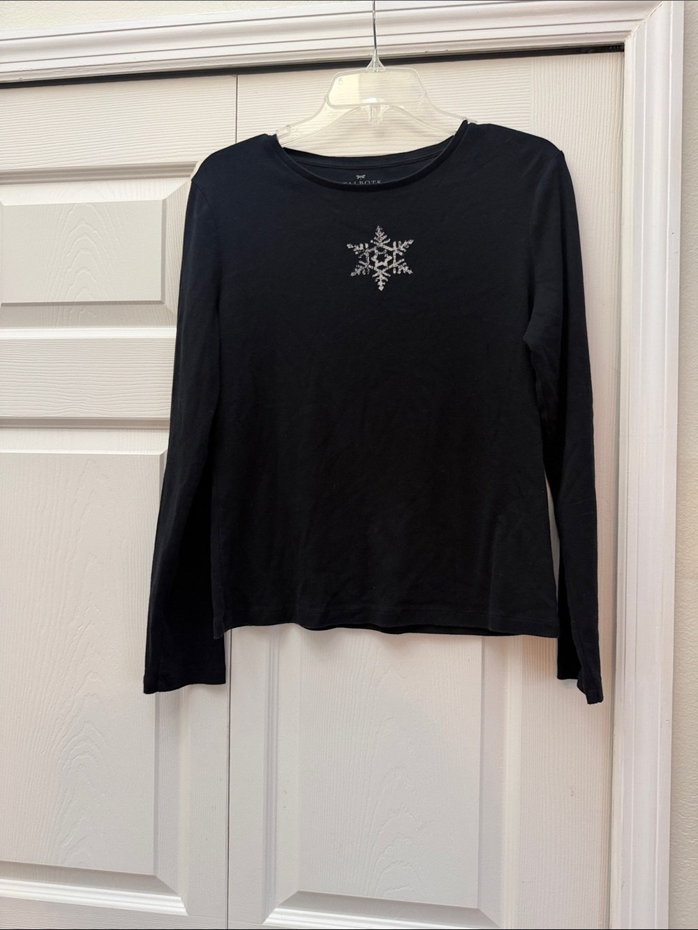 Talbots Black Long-Sleeve Tee with Silver Snowflake